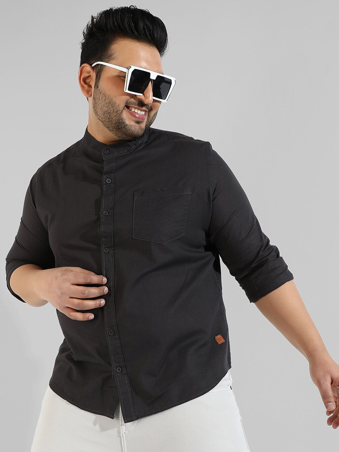 

Instafab Plus Men Plus Size Casual Cotton Shirt, Black