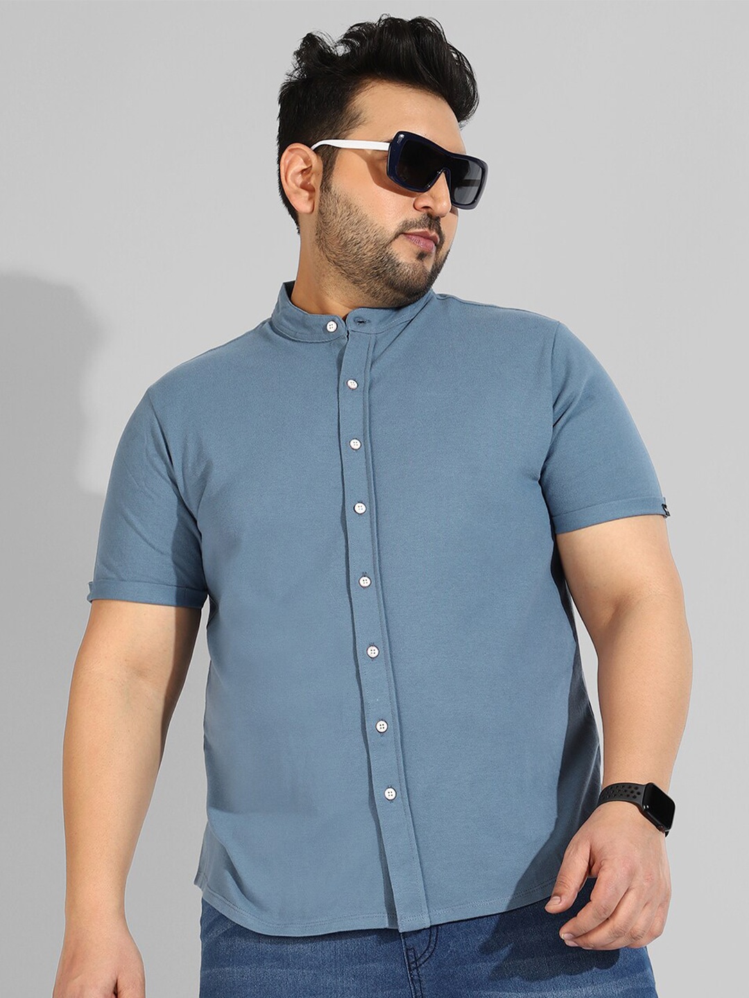 

Instafab Plus Size Men Casual Cotton Shirt, Blue
