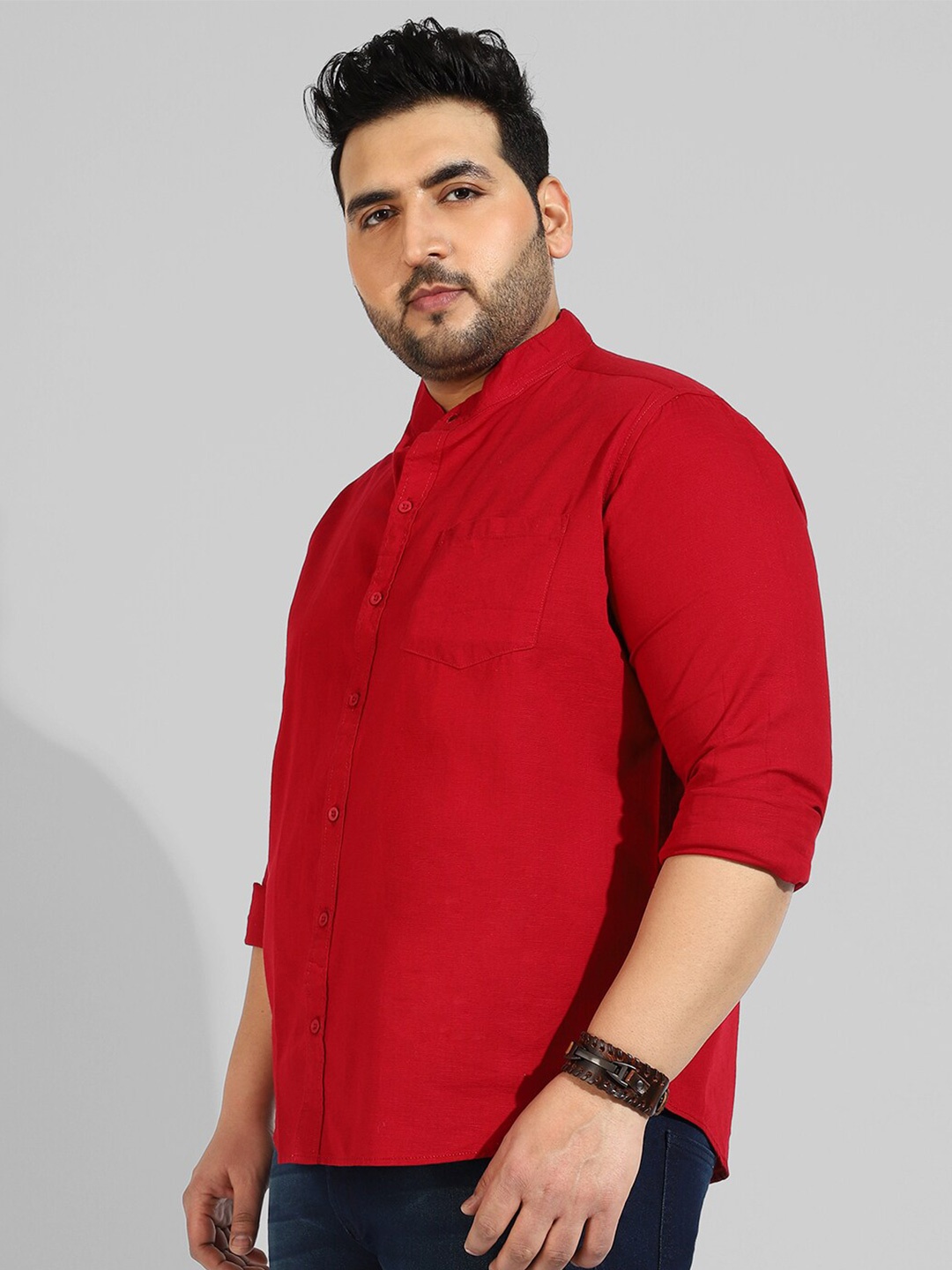 

Instafab Plus Size Men Casual Cotton Shirt, Red
