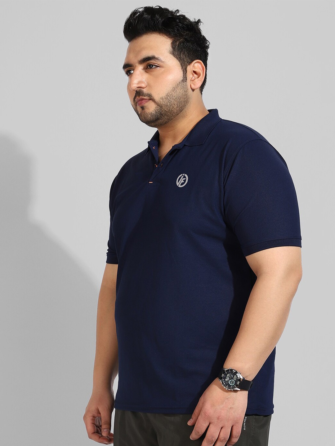 

Instafab Plus Men Plus Size Polo Collar Flex T-shirt, Blue