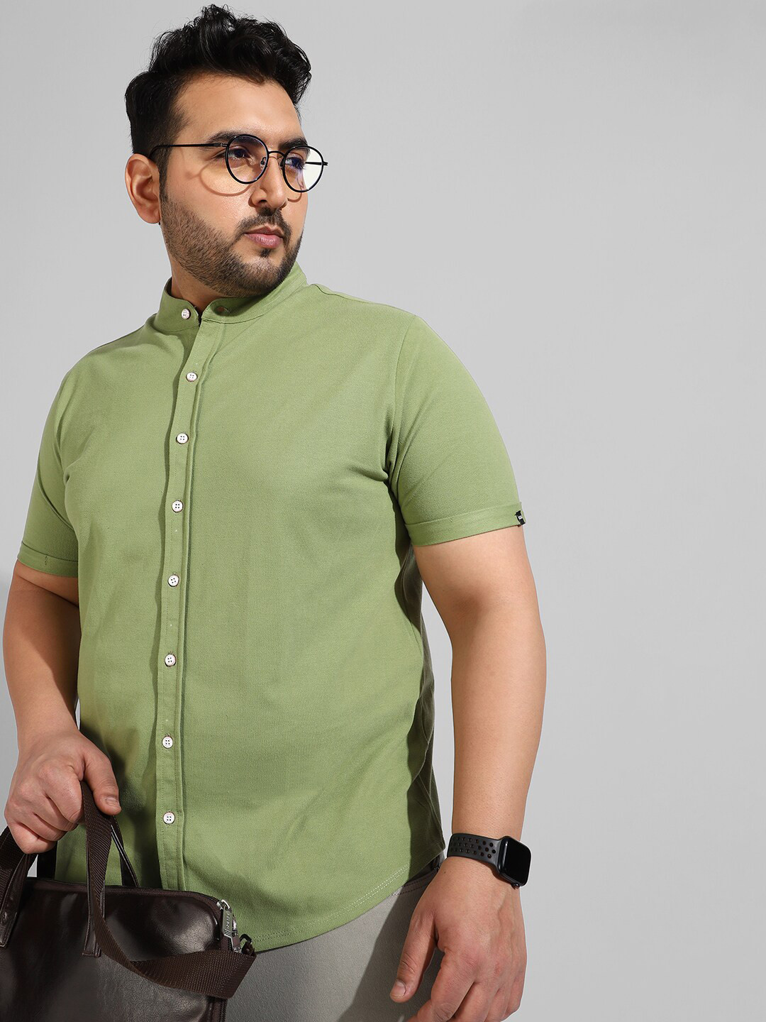 

Instafab Plus Size Men Casual Cotton Shirt, Green