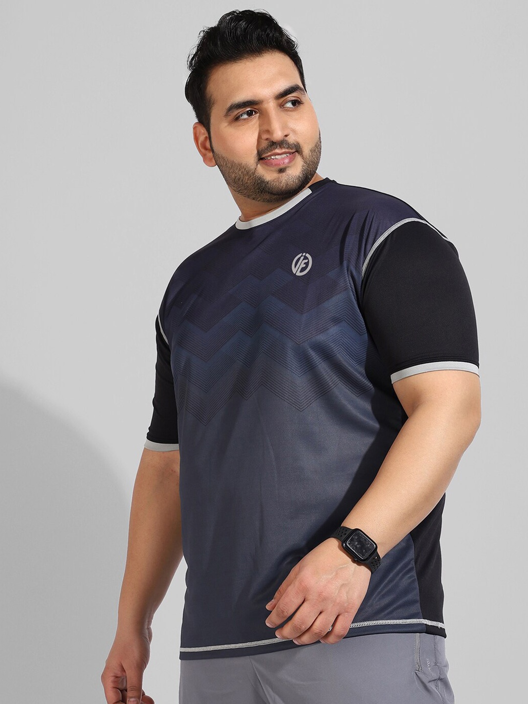 

Instafab Plus Men Plus Size Printed Flex T-shirt, Navy blue