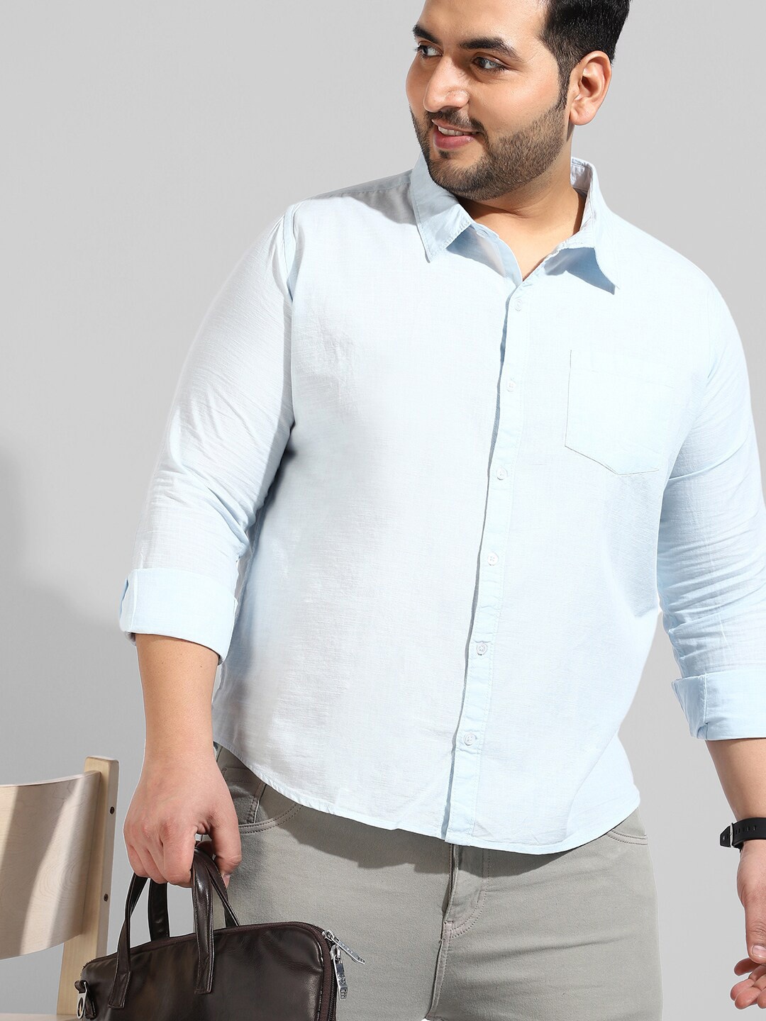 

Instafab Plus Size Men Casual Cotton Shirt, Blue