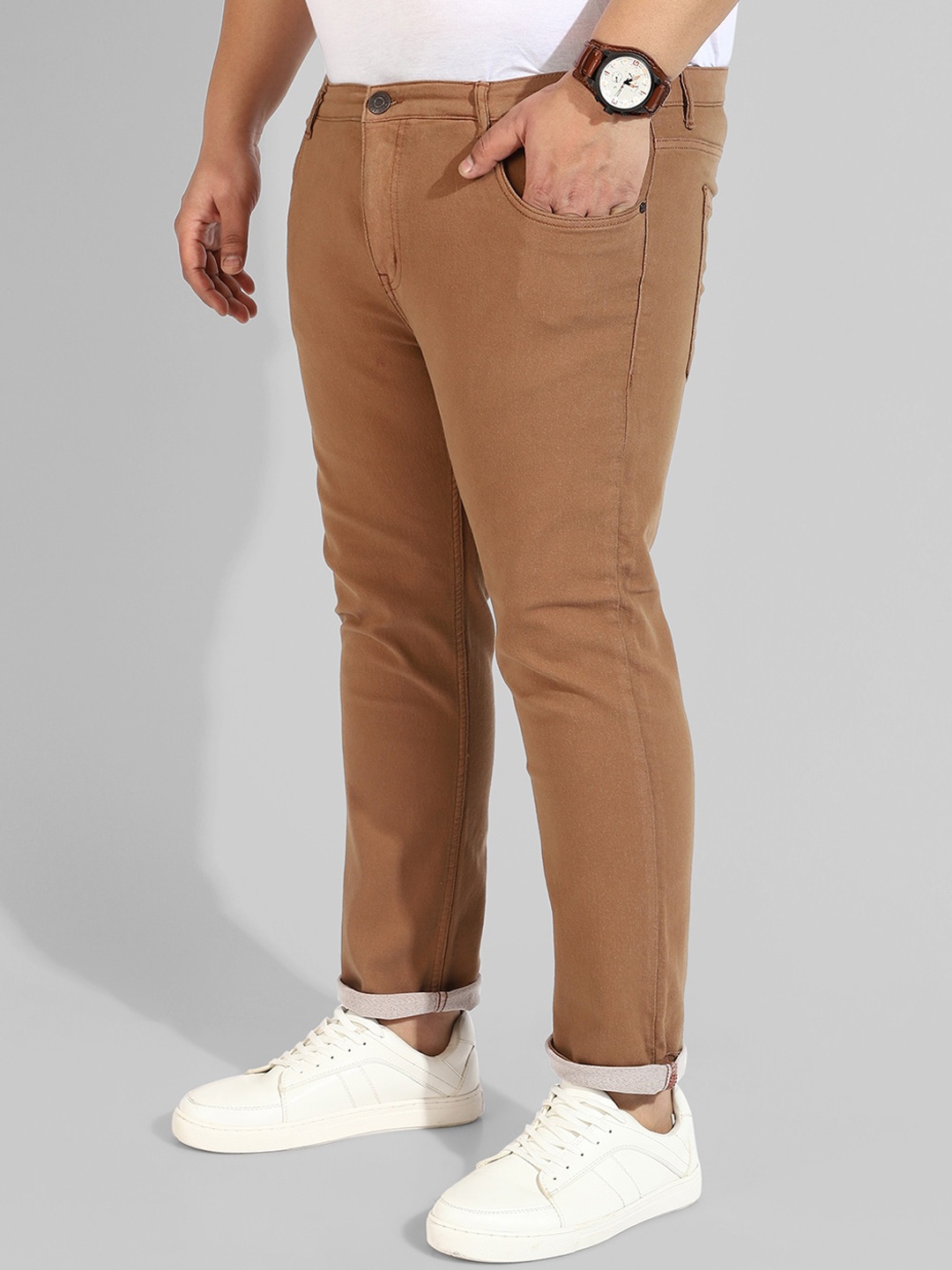 

Instafab Plus Men Plus Size Mid-Rise Stretchable Jeans, Brown