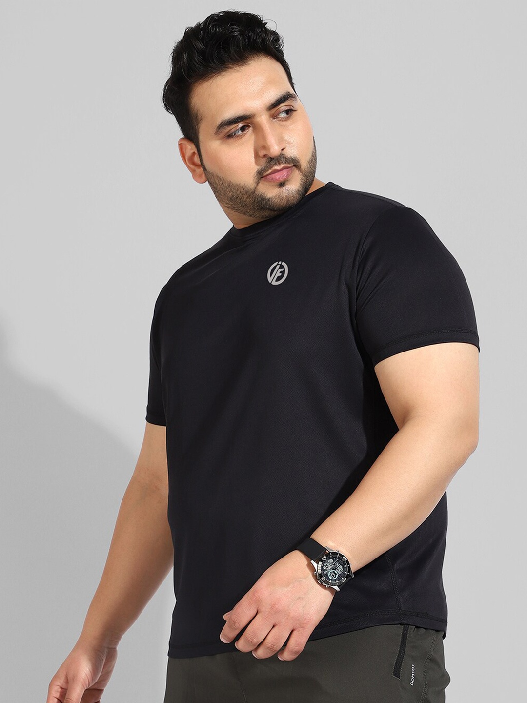 

Instafab Plus Men Plus Size Polo Collar Cotton T-shirt, Black