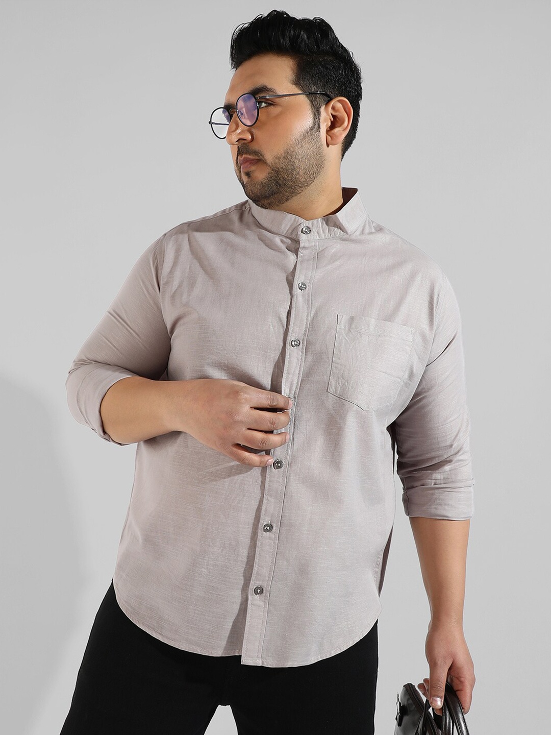 

Instafab Plus Men Plus Size Classic Casual Ctton Shirt, Grey