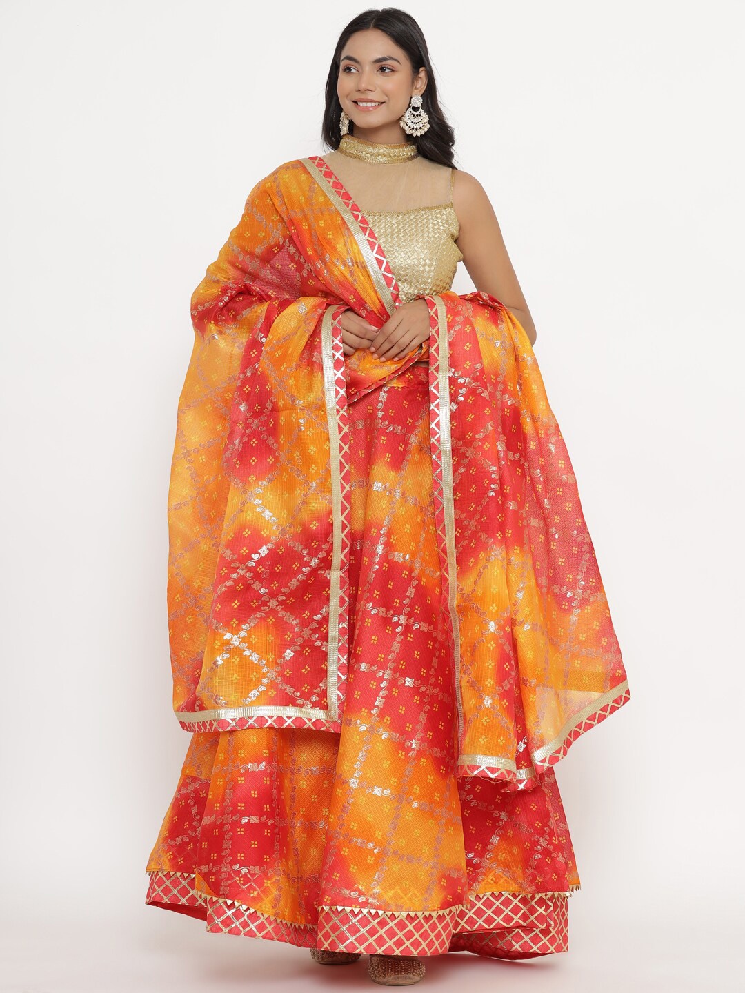 

Kesarya Embellished Semi-Stitched Lehenga & Unstitched Blouse With Dupatta, Red