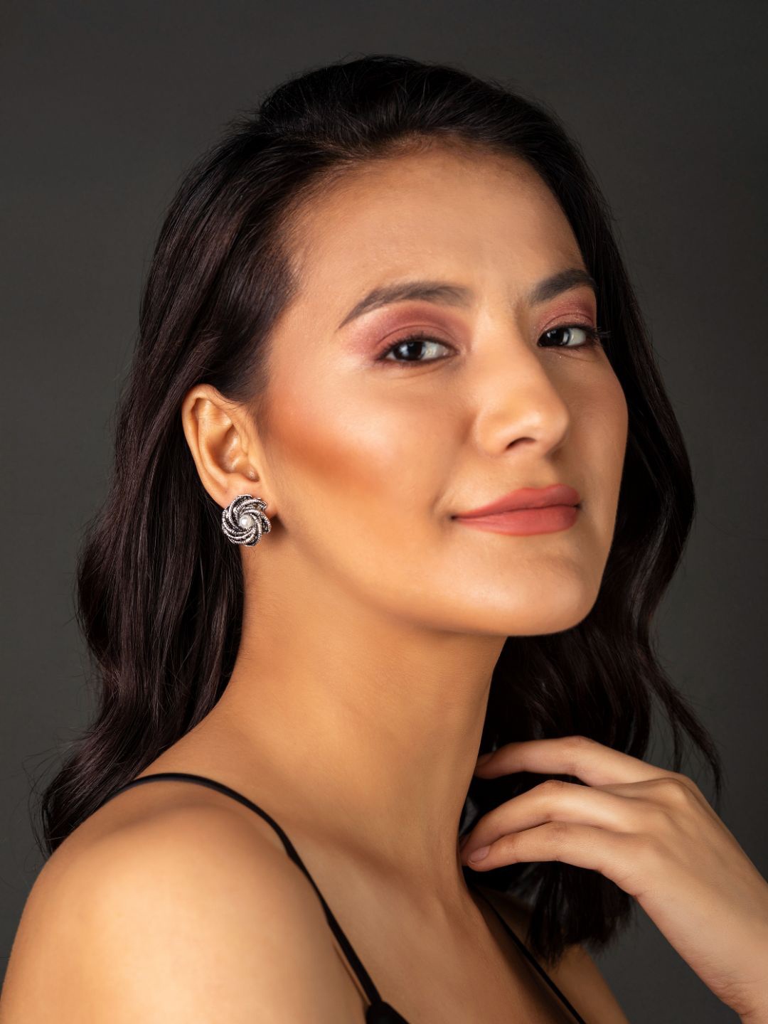

PRITA BY PRIYAASI Silver-Plated Contemporary Studs Earrings
