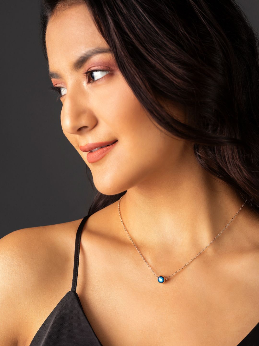 

PRITA BY PRIYAASI Elegant Evil Eye Rose Gold-Plated Necklace