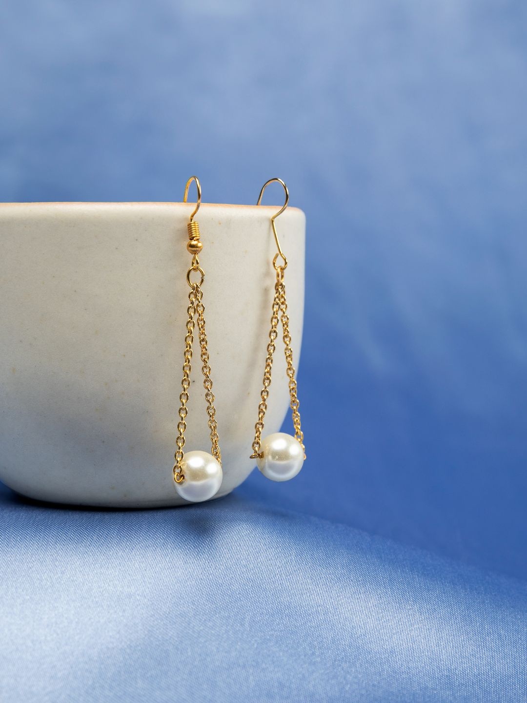 

PRITA BY PRIYAASI Gold-Plated Contemporary Drop Earrings, White