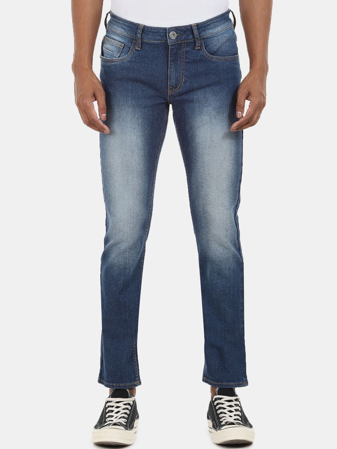 

V-Mart Men Classic Heavy Fade Cotton Mid-Rise Jeans, Blue