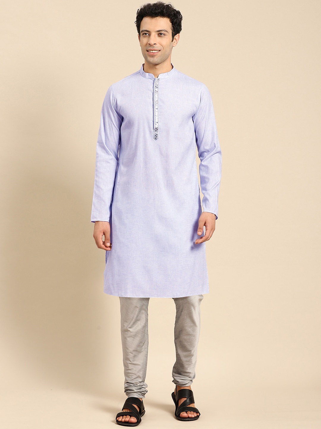 

Amodh by Kisah Men Cotton Kurta, Lavender