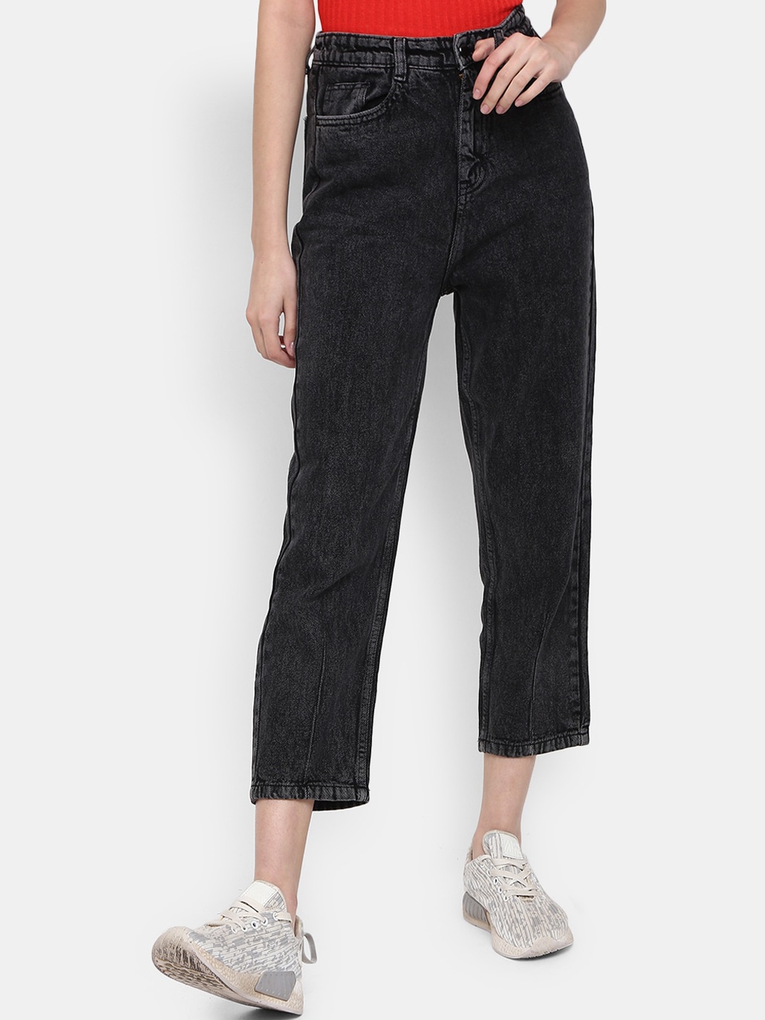 

V-Mart Women Mid-Rise Classic Cotton Jeans, Grey