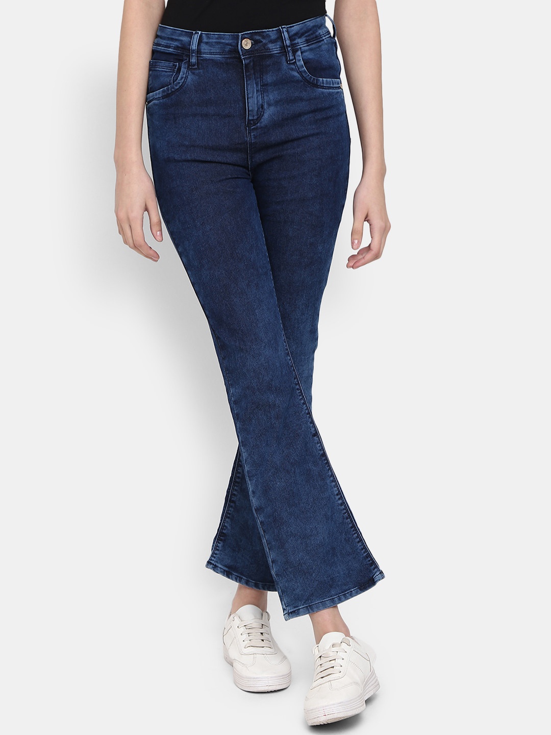 

V-Mart Women Cotton Regular Fit Mid-Rise Jeans, Navy blue