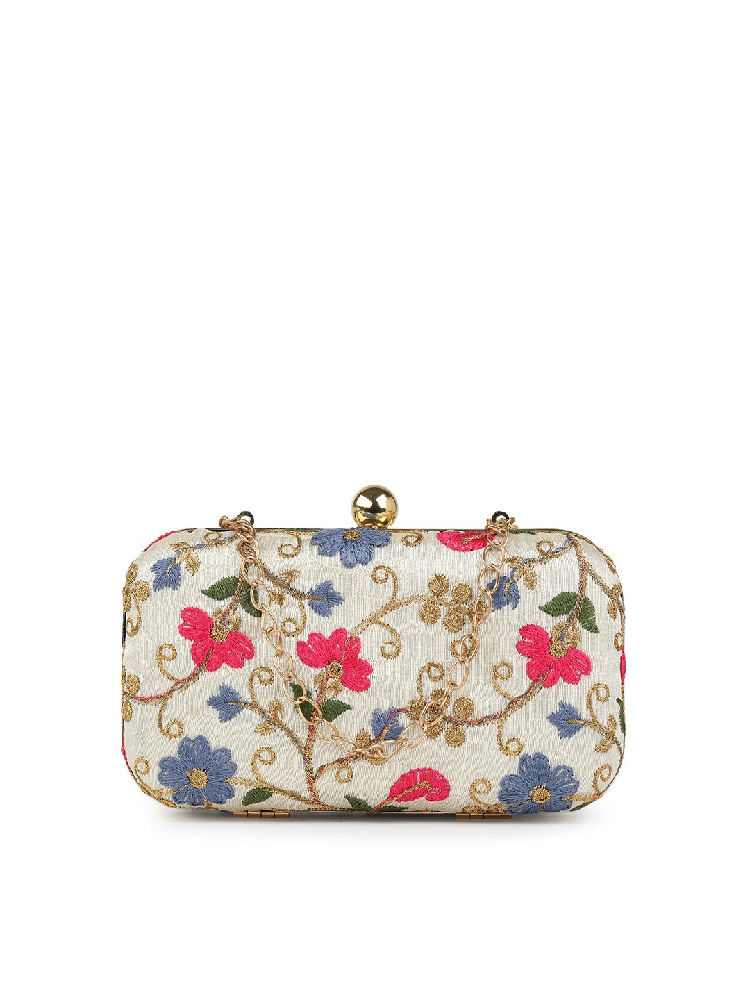 

gaura pakhi Women Embroidered Box Clutch, White