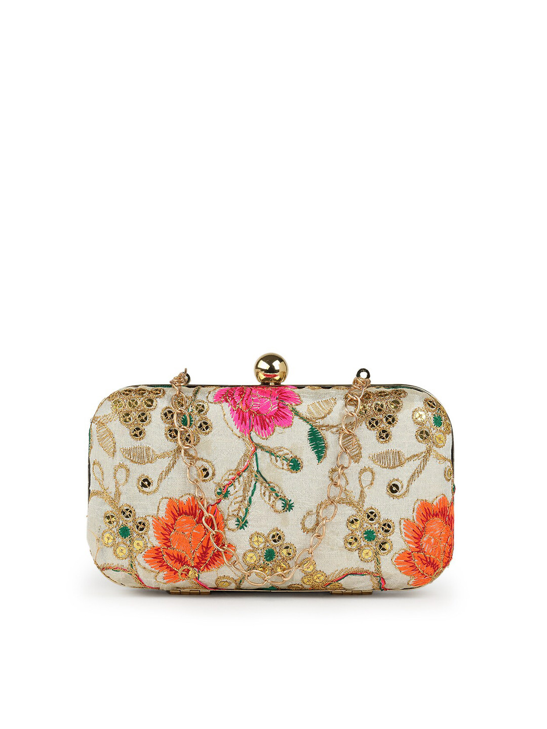 

gaura pakhi Embroidered Box Clutch, Off white