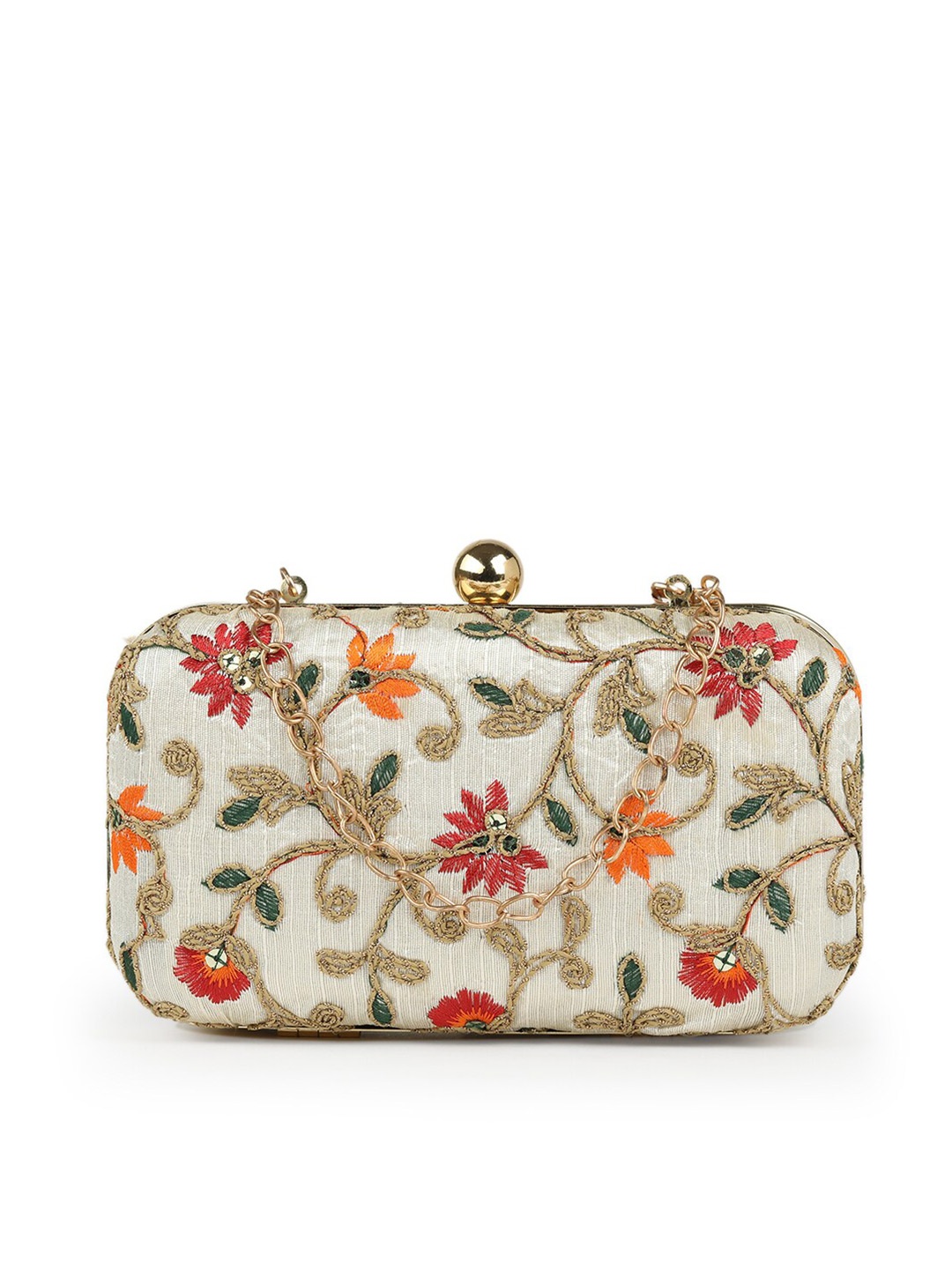 

gaura pakhi Embroidered Box Clutch, Orange