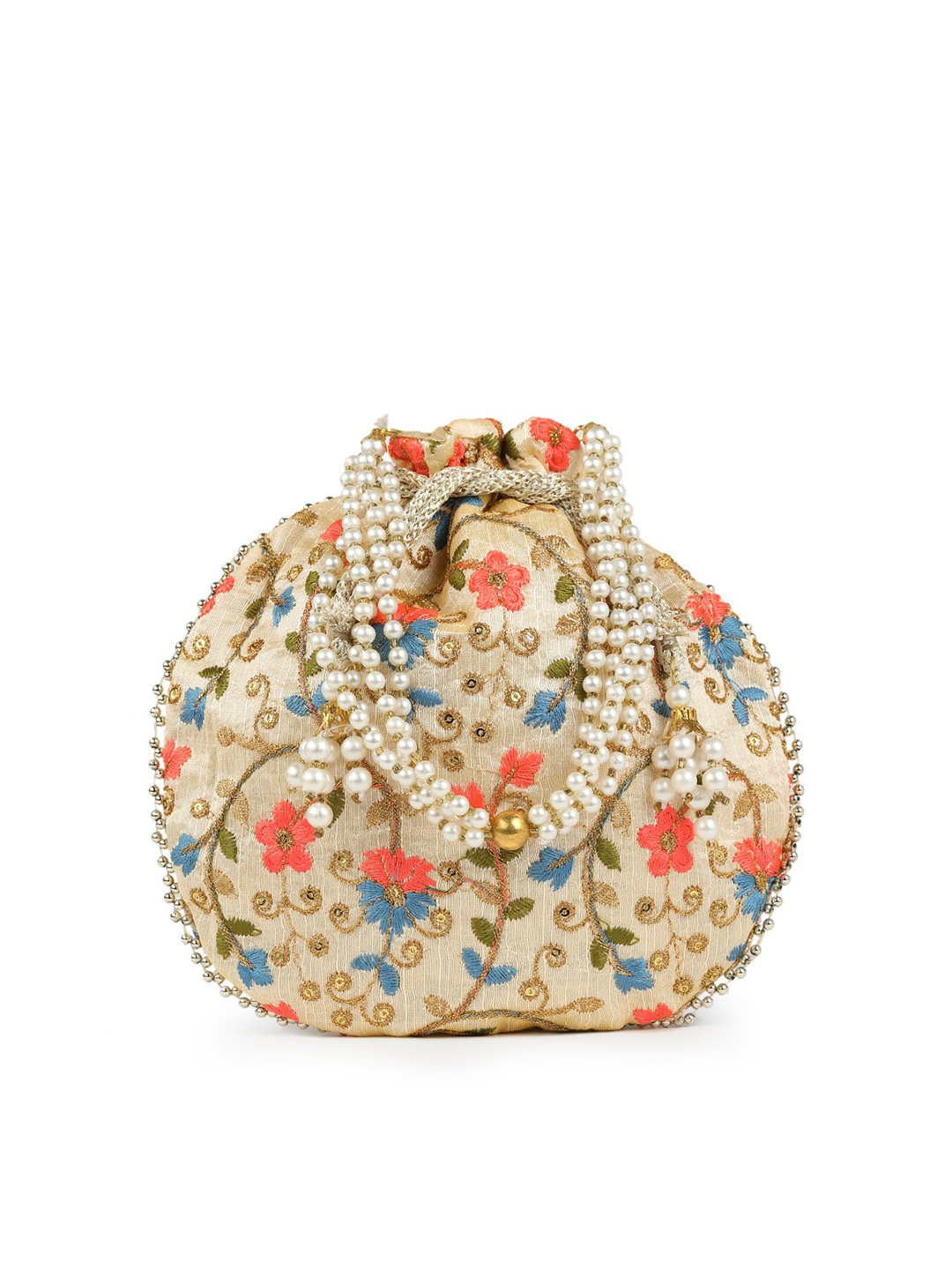 

gaura pakhi Embroidered Potli, Peach