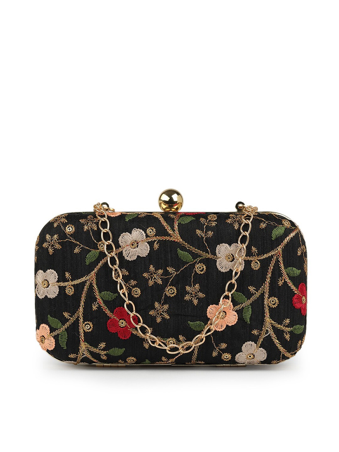 

gaura pakhi Embroidered Box Clutch, Black