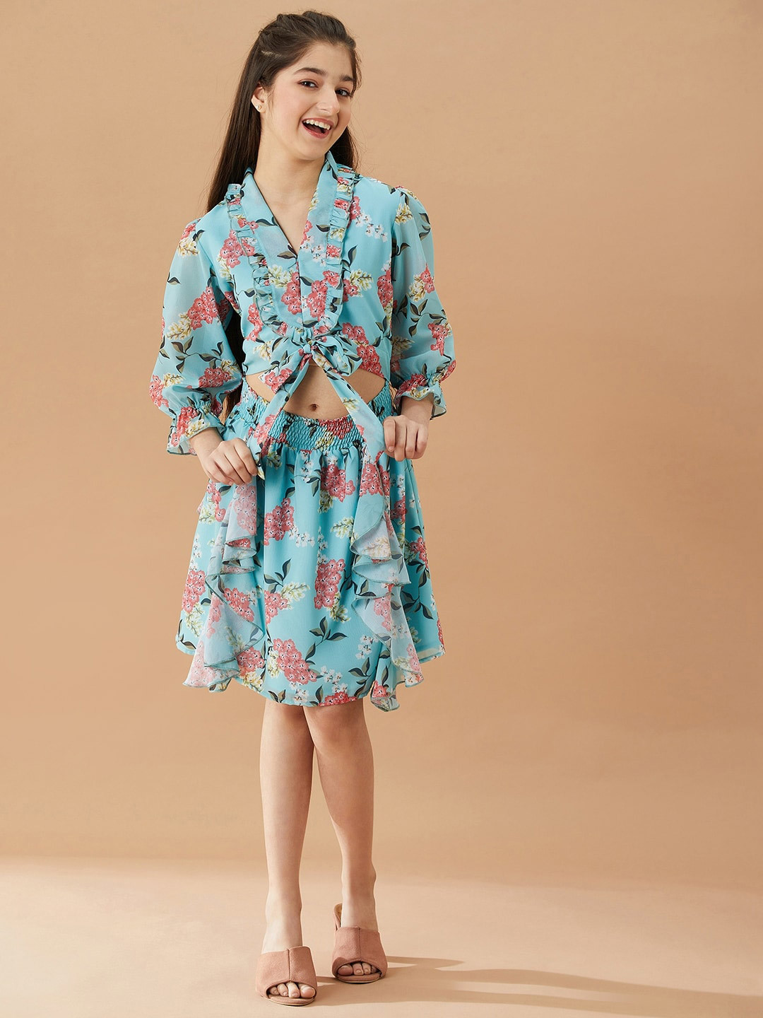 

pspeaches Girls Floral Fit & Flare Dress, Green