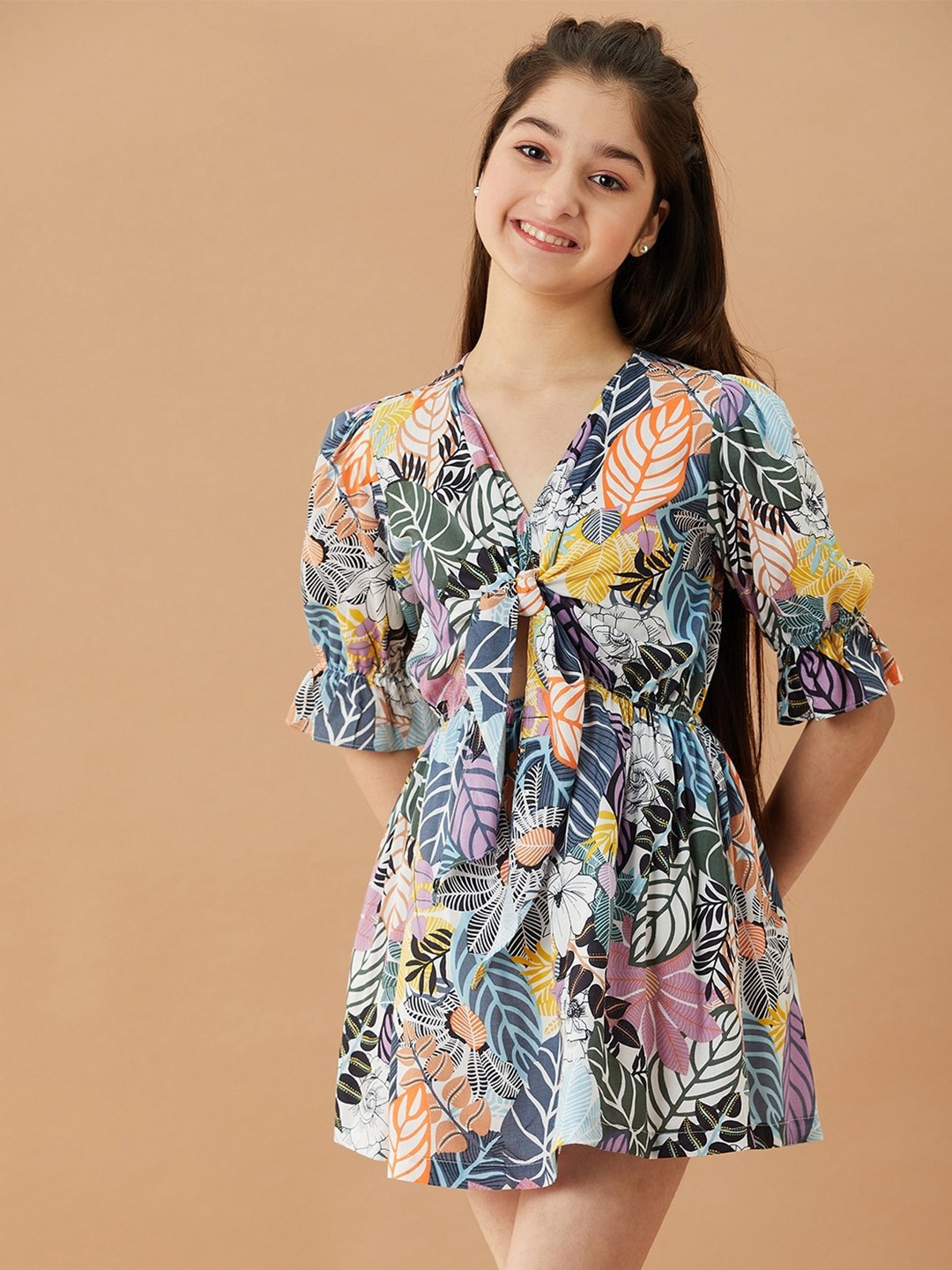 

pspeaches Girls Tropical Fit & Flare Cotton Dress, Blue