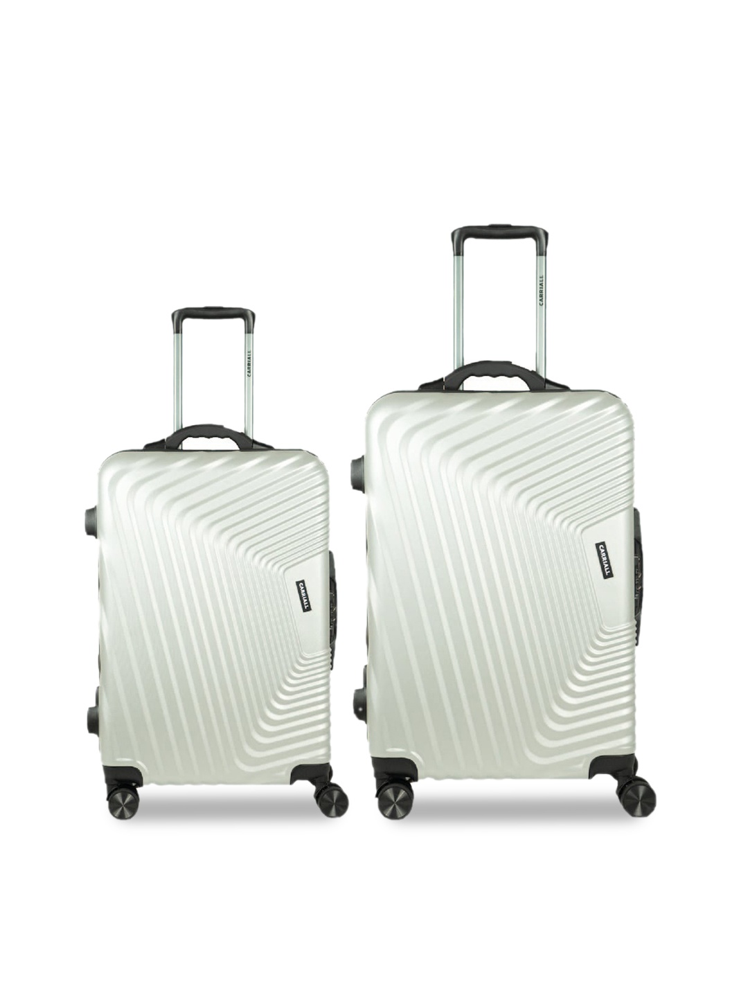 

CARRIALL Set Of 2 Textured Hard-Sided Trolley Suitcases, Silver