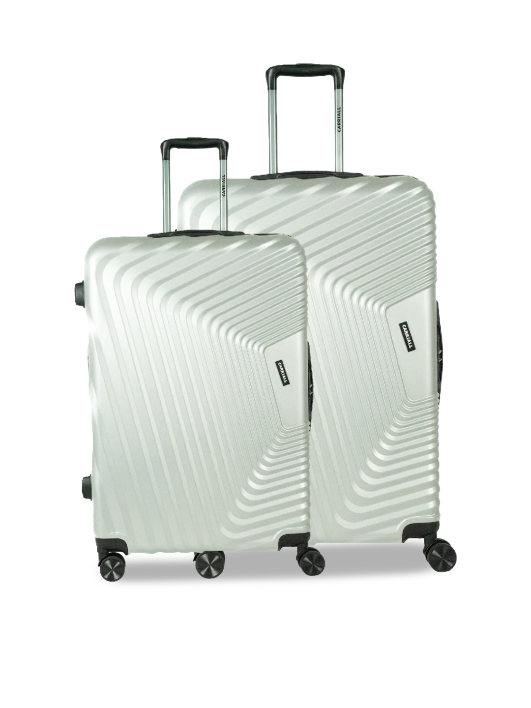 

CARRIALL Set of 2 Textured Hard Sided Luggage Polycarbonate Trolley Bags, Silver
