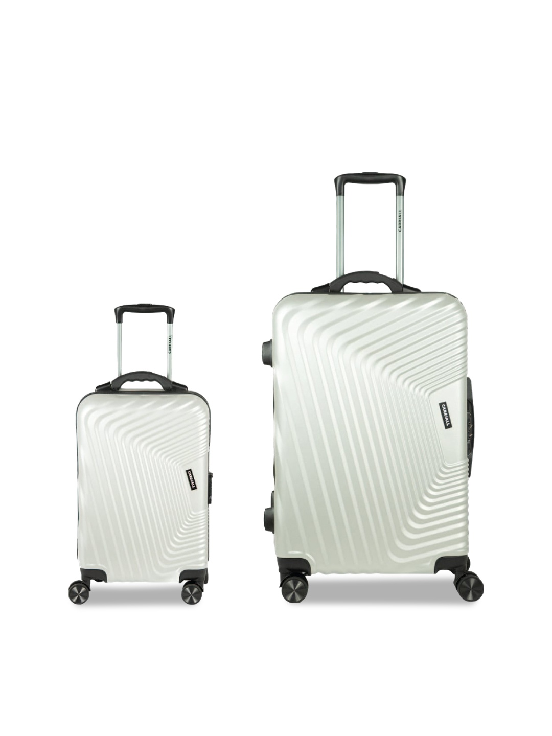 

CARRIALL Set of 2 Textured Hard Sided Trolley Bags, Silver