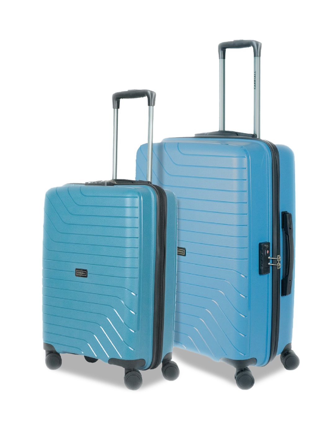 

CARRIALL Set of 2 Textured Hard-Sided Trolley Suitcase, Blue