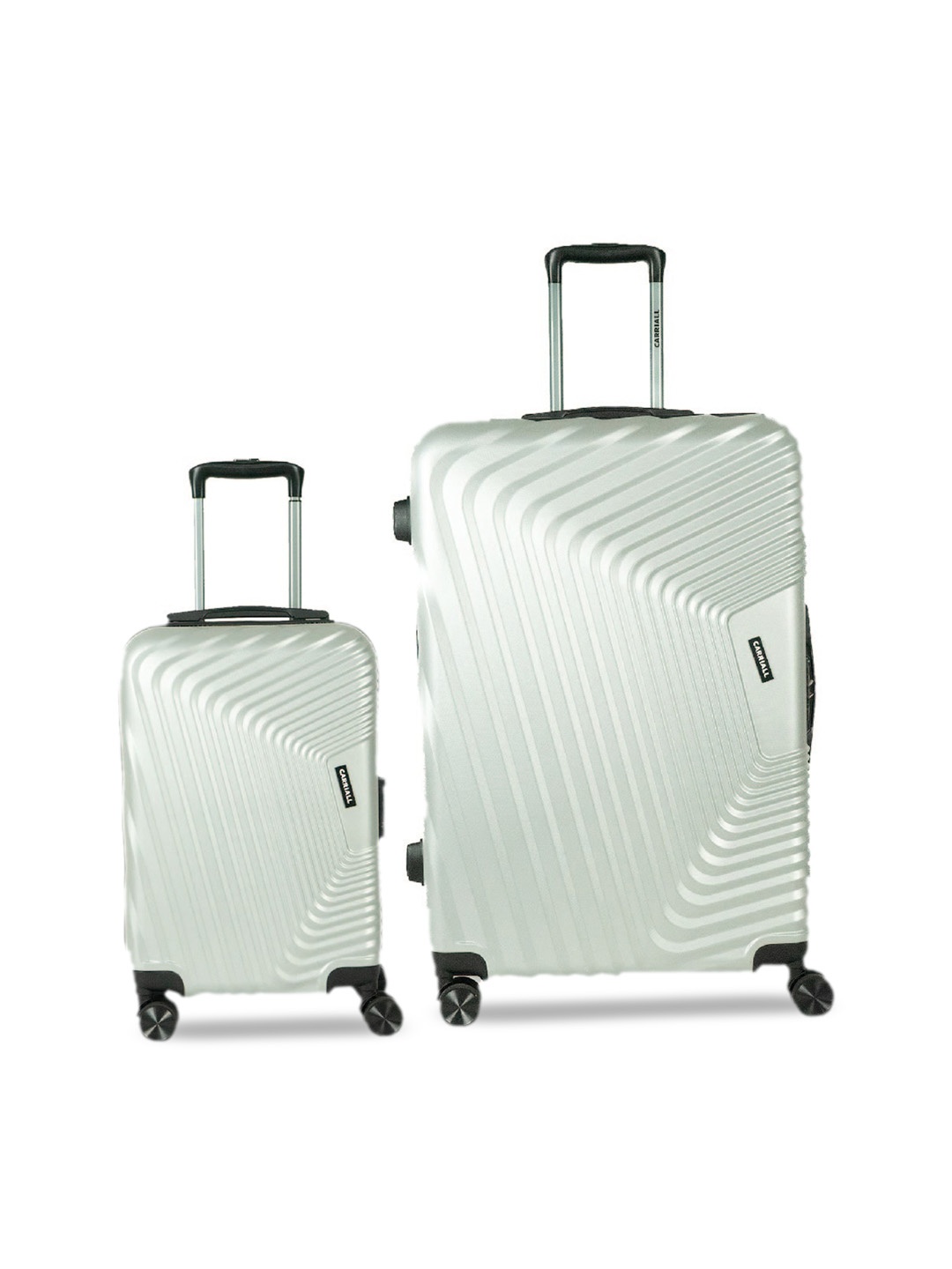 

CARRIALL Set Of 2 Textured Hard-Sided Trolley Suitcase, Silver