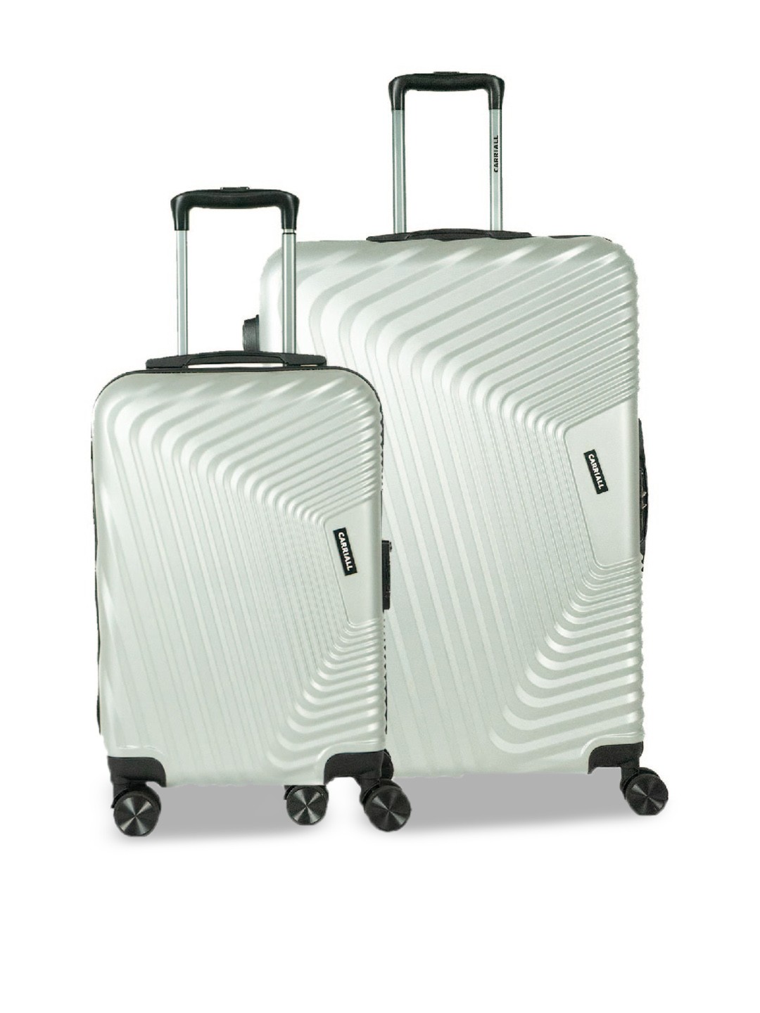 

CARRIALL Set Of 2 Textured Hard-Sided Trolley Suitcase, Silver