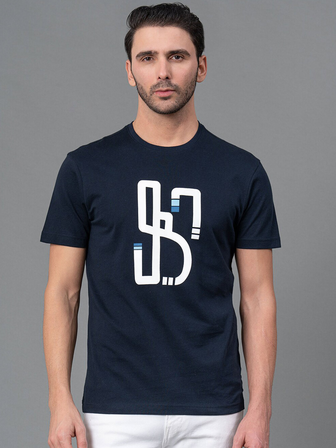 

Red Tape Men Round Neck Printed Cotton T-shirt, Navy blue