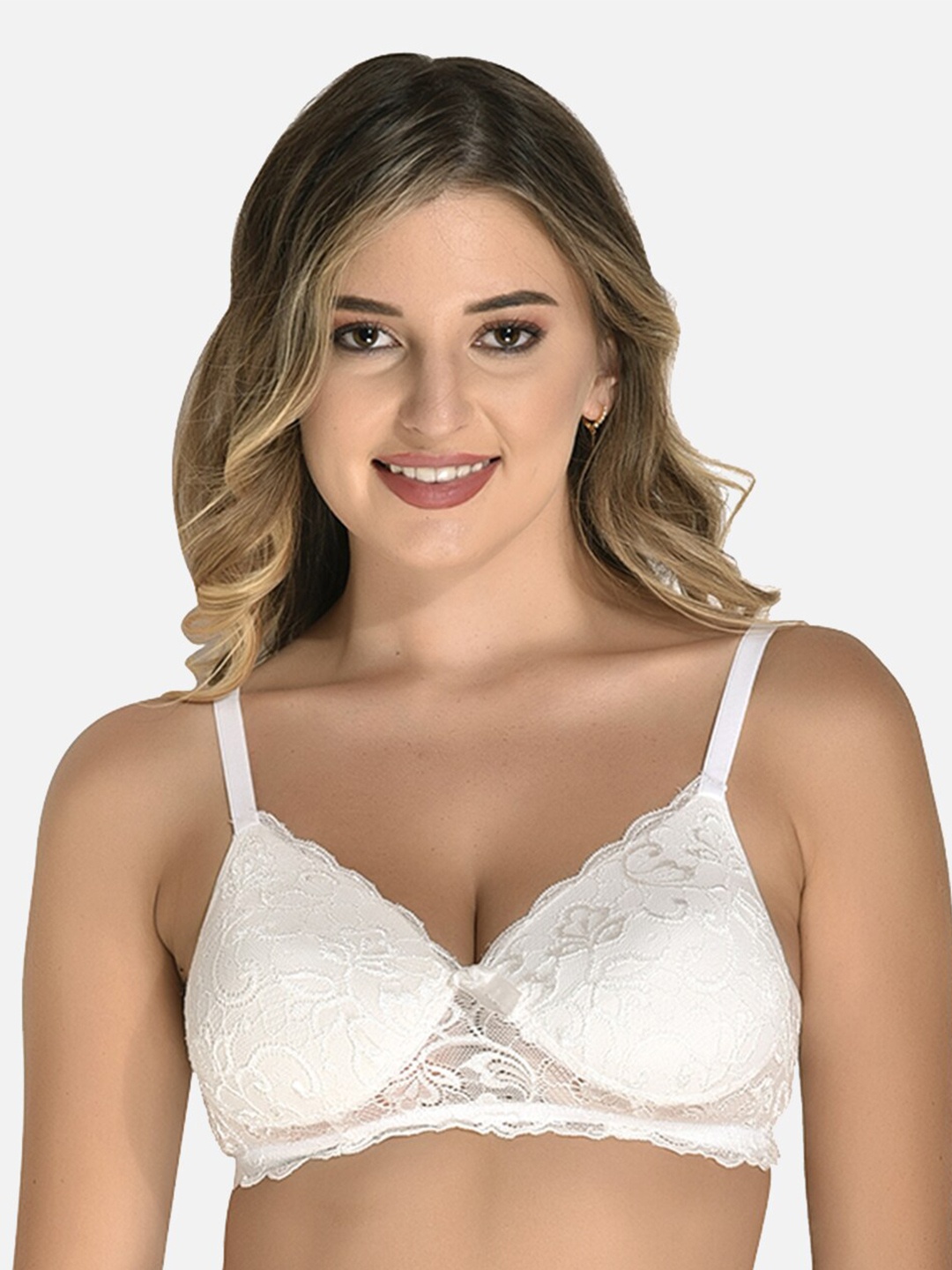 

StyFun Floral Lightly Padded Everyday Bra, White