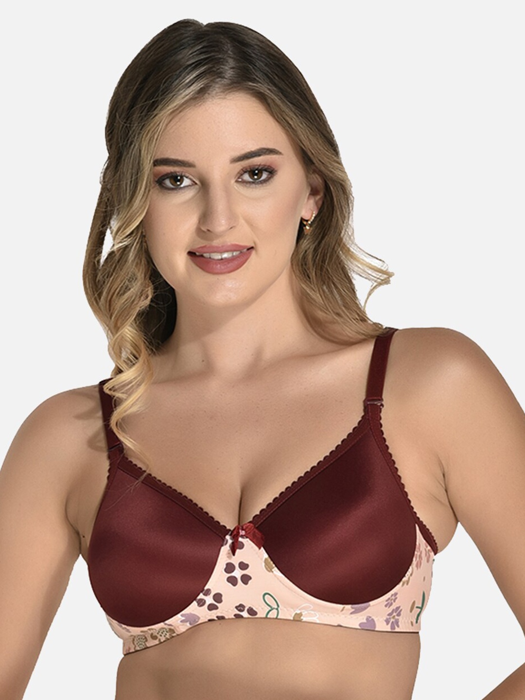 

StyFun Floral Lightly Padded Everyday Bra, Maroon