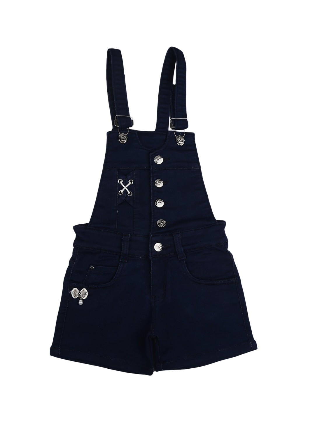 

V-Mart Girls Denim Dungarees, Navy blue