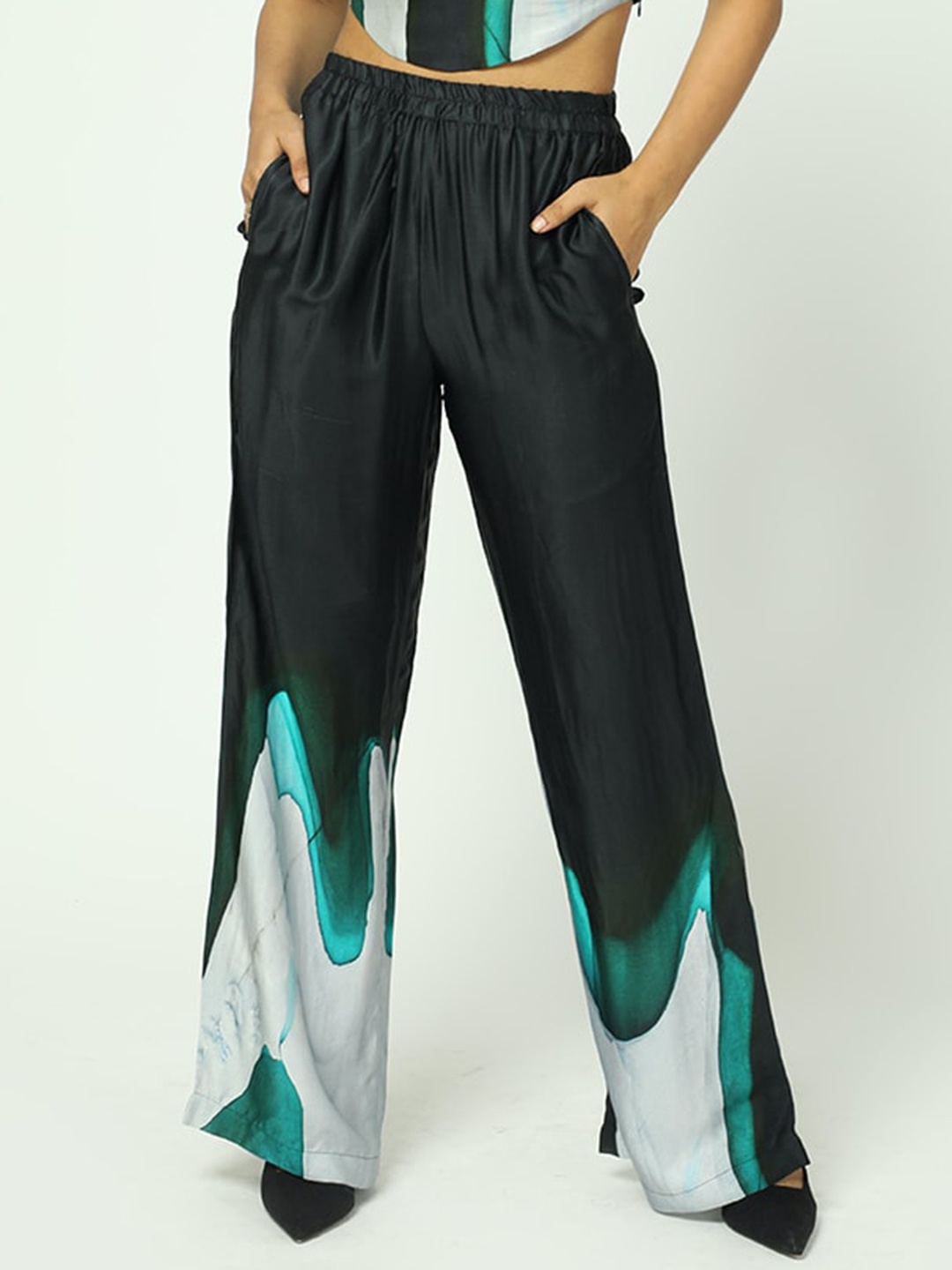 

MISSY Women High-Rise Trousers, Green
