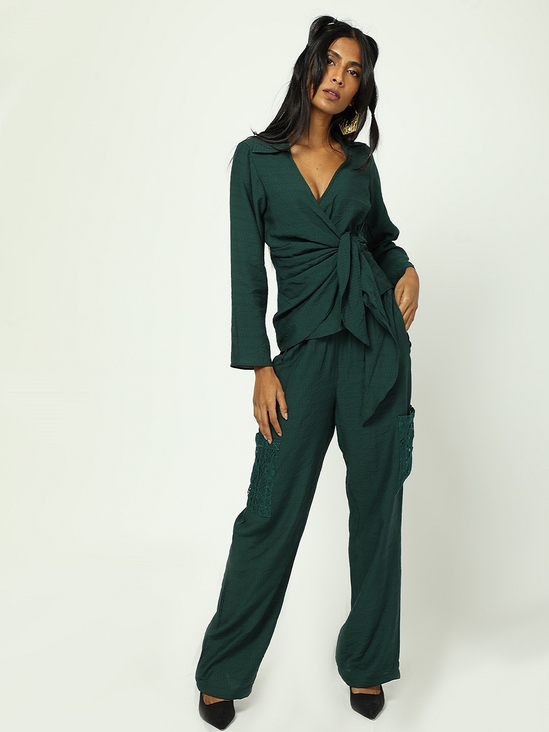 

MISSY Women Green High-Rise Trousers