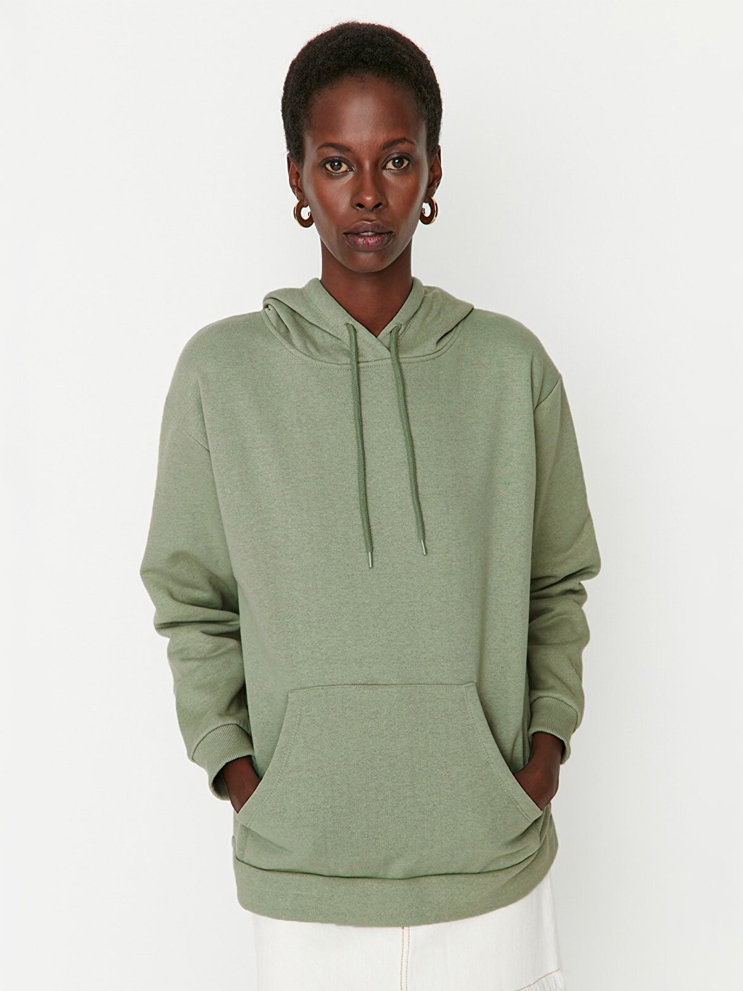 

Trendyol Women Hooded Pullover Sweatshirt, Green