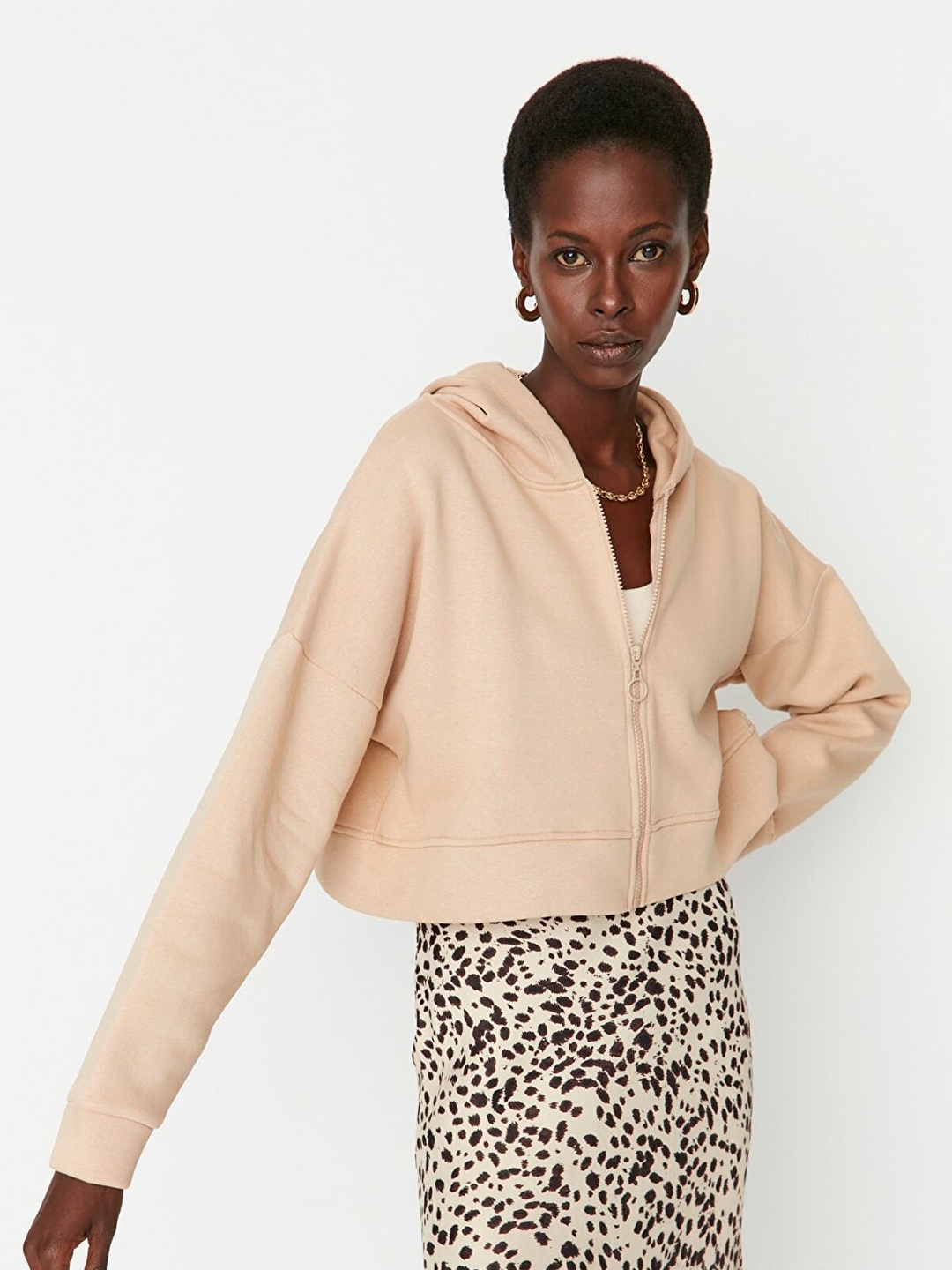 

Trendyol Women Hooded Pullover Sweatshirt, Beige