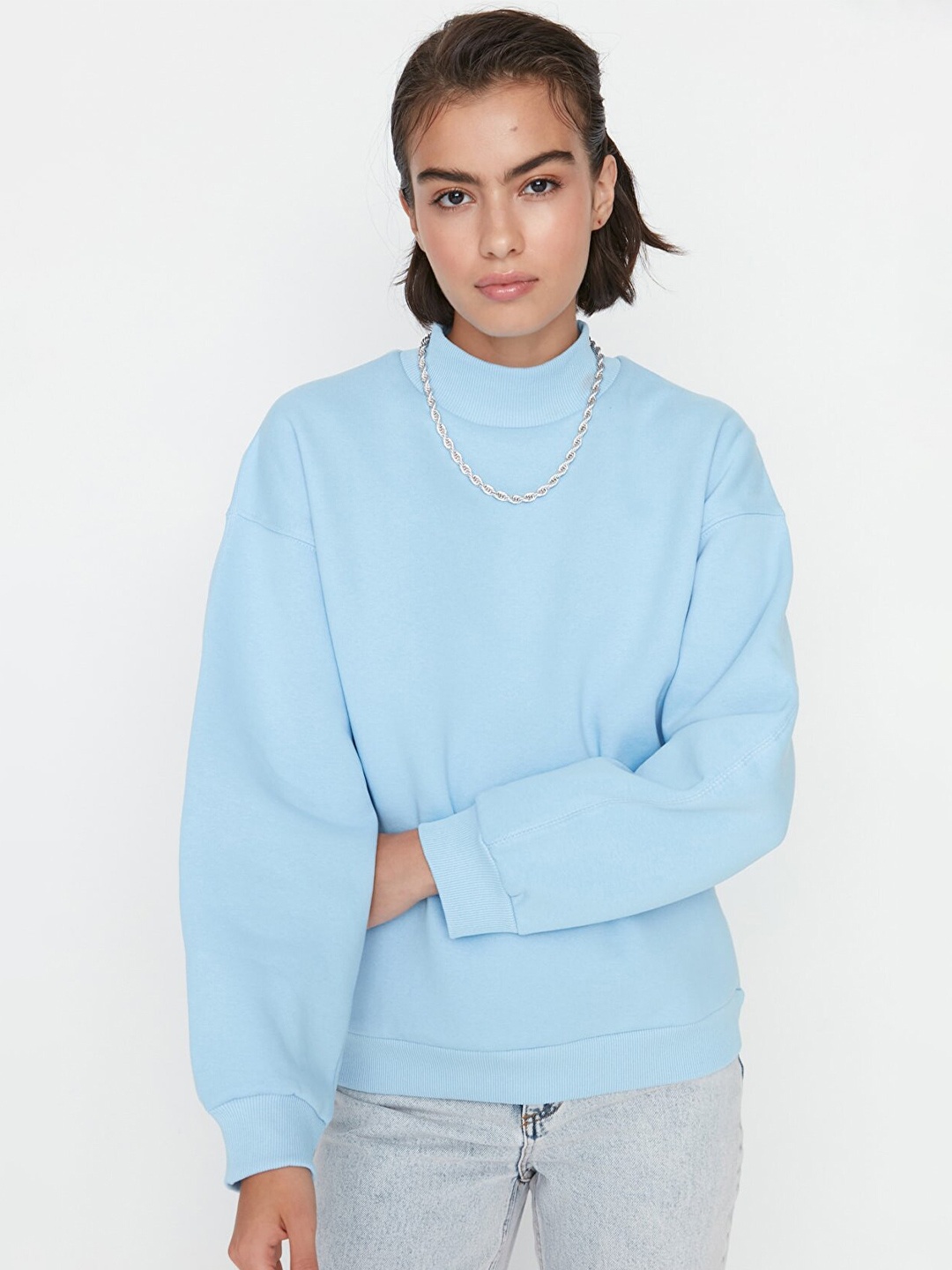 

Trendyol Women High Neck Sweatshirt, Blue