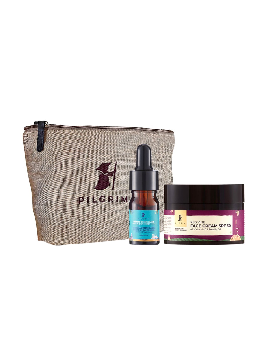 

Pilgrim Set of Hyaluronic Acid Hydration Super Serum & Red Vine Face Cream - 55 g, Blue