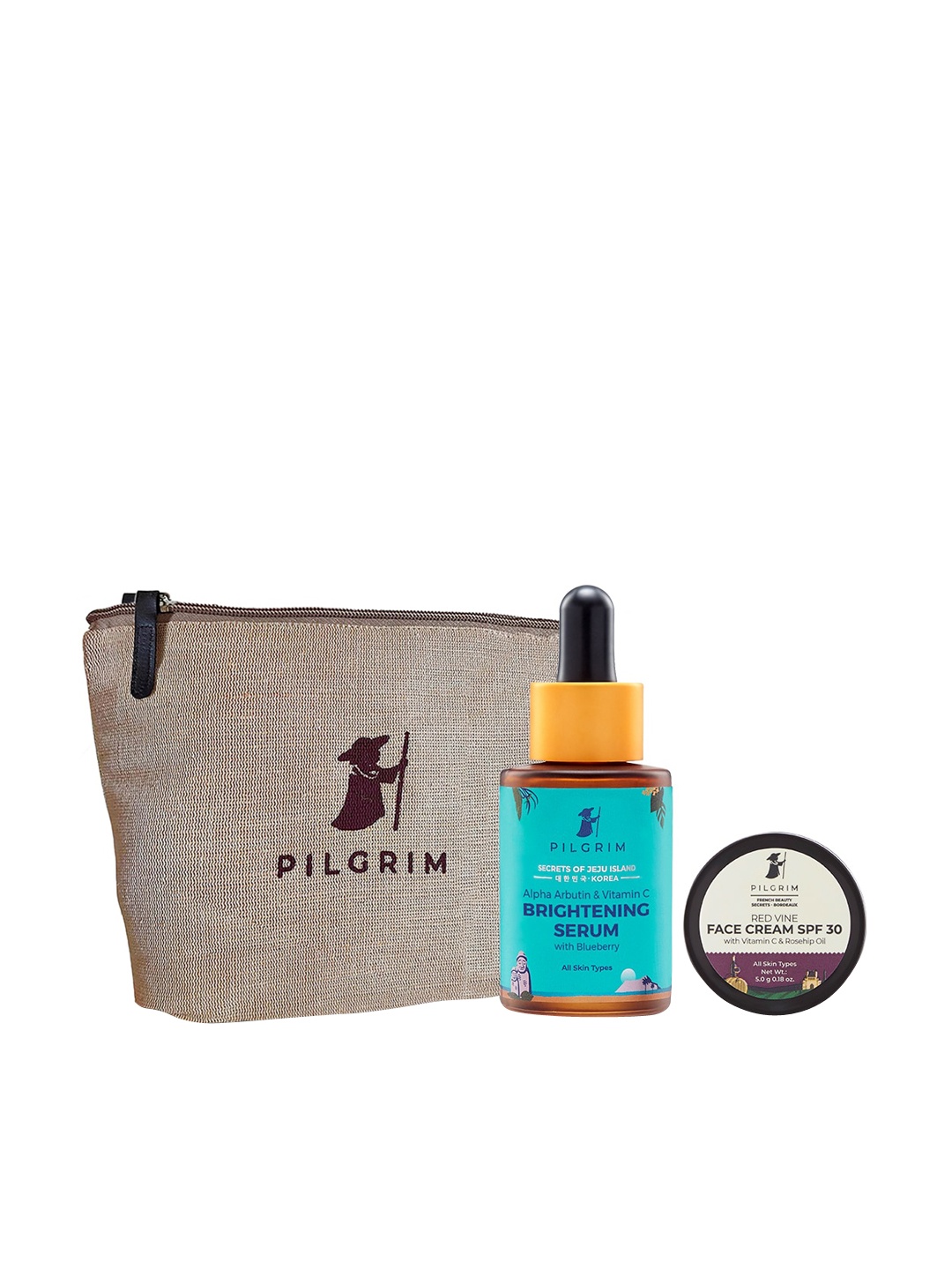 

Pilgrim Set of Brightening Serum & Red Vine Face Cream - 35 g, Blue