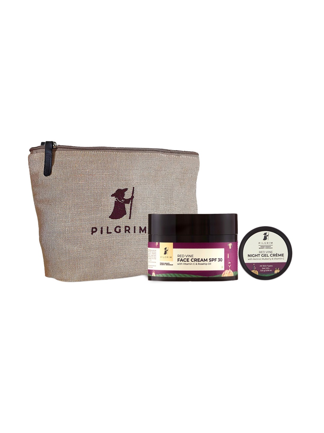 

Pilgrim Exclusive 2 - Step Day Night Skincare Kit With Premium Jute Bag, Magenta