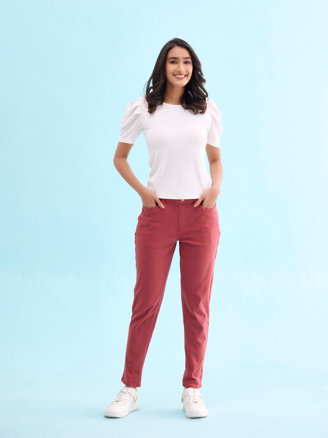 

Go Colors Women Slim Fit Jeggings, Red