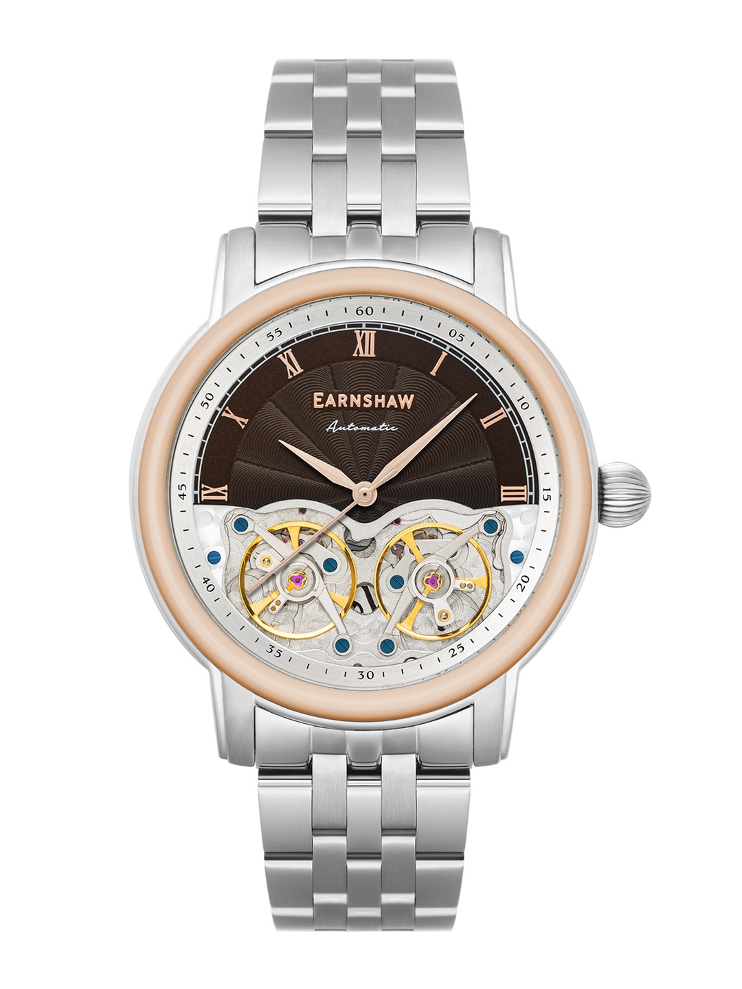 

EARNSHAW Men Brass Dial & Stainless Steel Bracelet Style Straps Analogue Watch-ES-8255-55, Brown