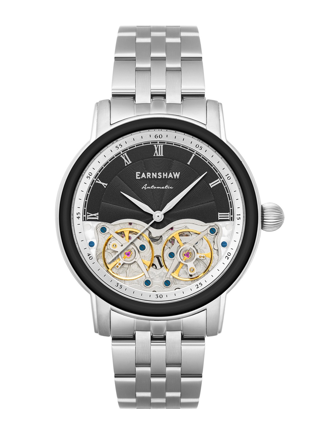 

EARNSHAW Men Brass Embellished Dial & Stainless Steel Straps Analogue Watch ES-8255-11, Black