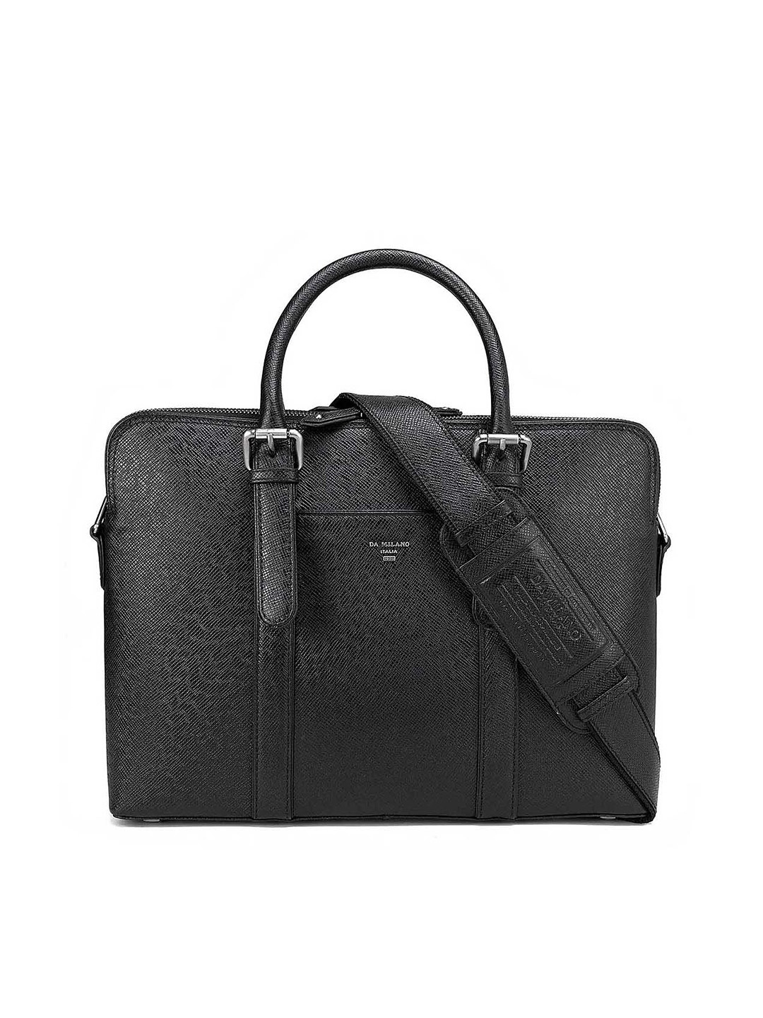 

Da Milano Textured Leather Laptop Bag, Black