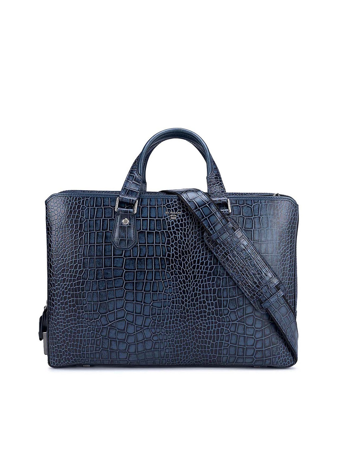 

Da Milano Textured Leather Laptop Bag, Blue