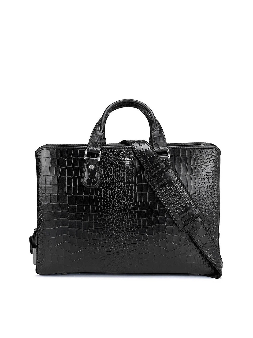 

Da Milano Textured Leather Laptop Bag, Black