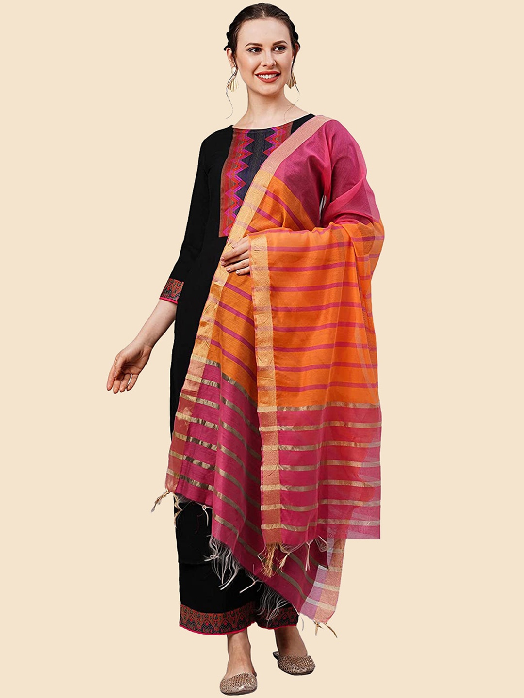 

KALINI Women Kurta & Palazzos With Dupatta, Black